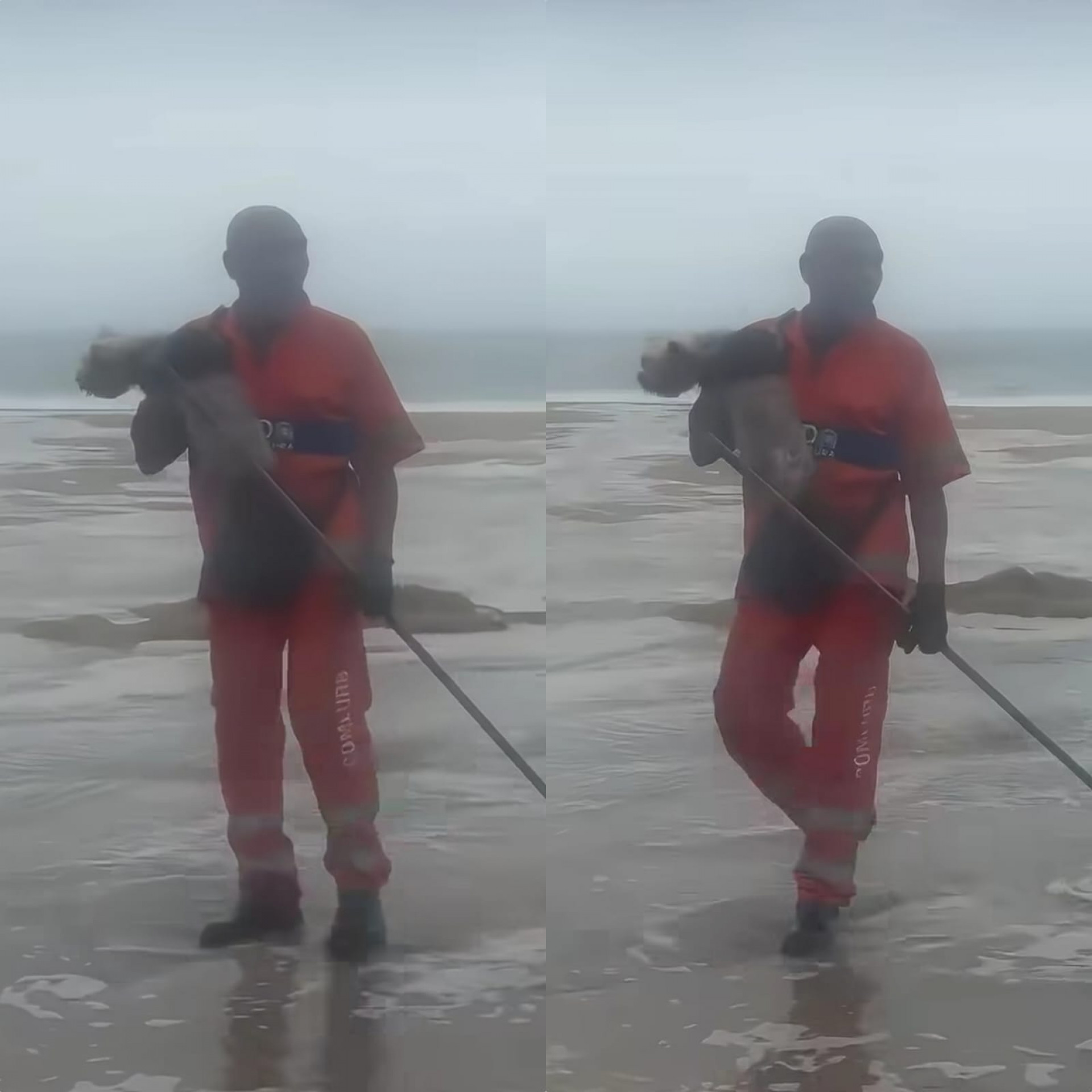 Gari Jo&atilde;o Batista Paulino Tavares salvou cachorro que foi levado pelo mar durante ressaca em Copacabana