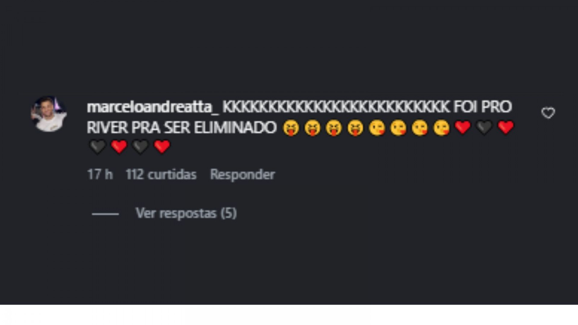 Torcedores zombando da Thiago Almada após eliminação de River Plate, na Sul-Americana - Reprodução/Instagram @marceloandreatta_