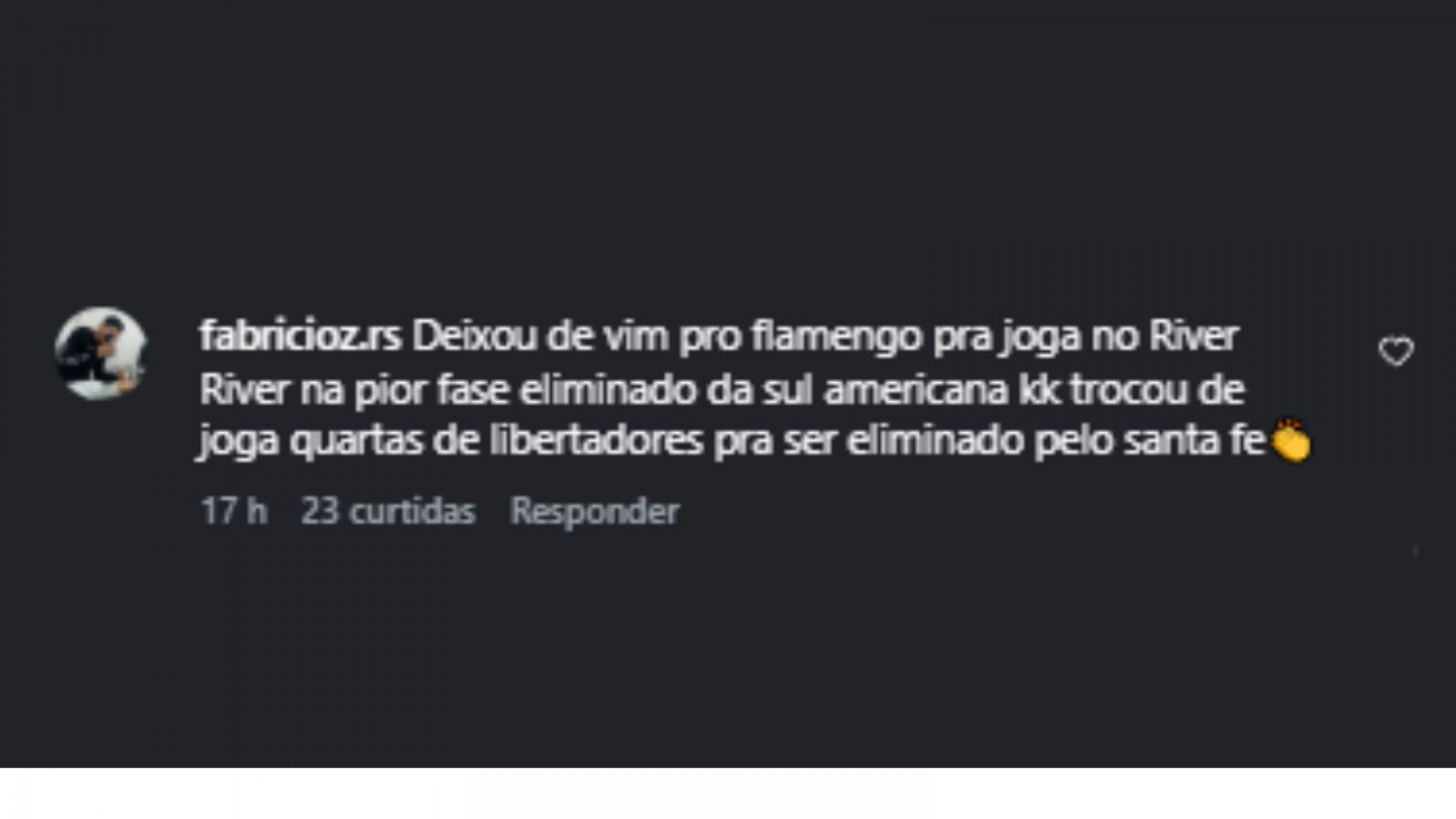 Torcedores zombando da Thiago Almada após eliminação de River Plate, na Sul-Americana - Reprodução/Instagram @fabricioz.rs