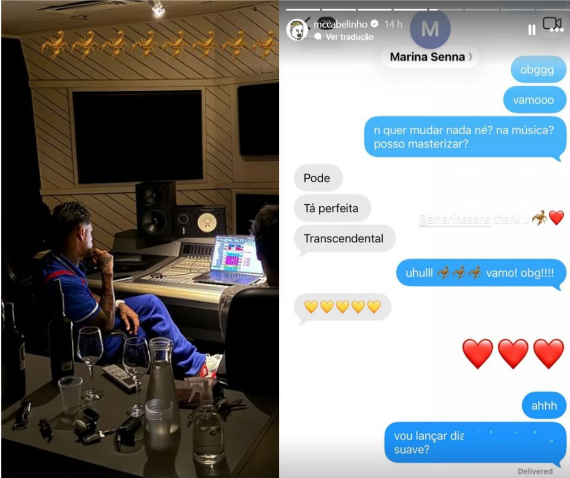 MC Cabelinho anunciou parceria com Marina Sena, música que fará parte de 'Escorpião', novo álbum do cantor - Reprodução / Instagram