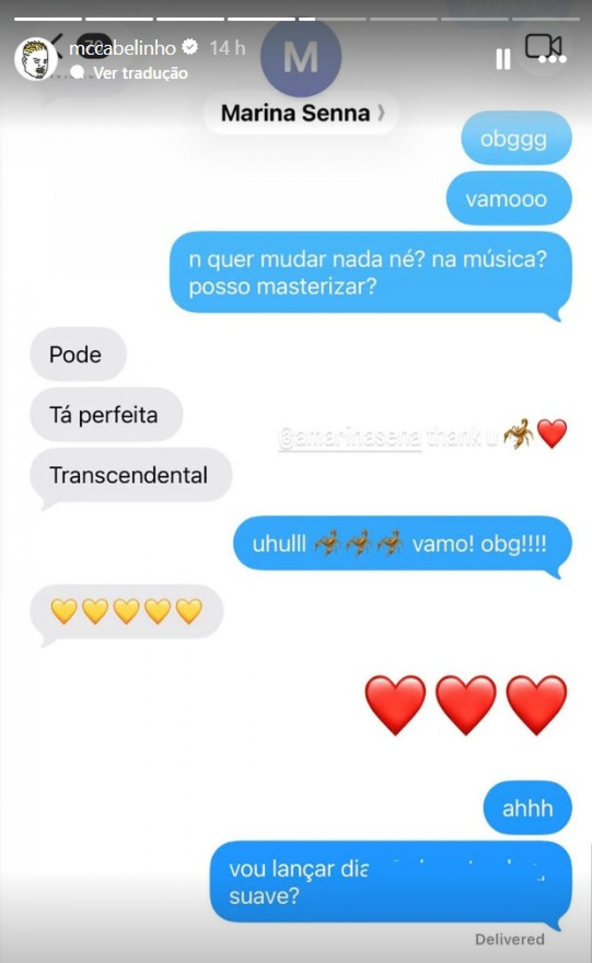MC Cabelinho anunciou parceria com Marina Sena, música que fará parte de 'Escorpião', novo álbum do cantor - Reprodução / Instagram