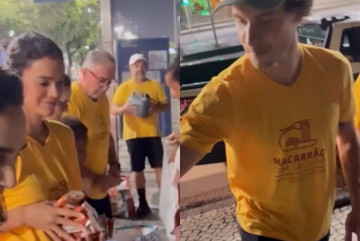 Bruna Marquezine e Shawn Mendes ajudam pessoas em situação de rua no Rio