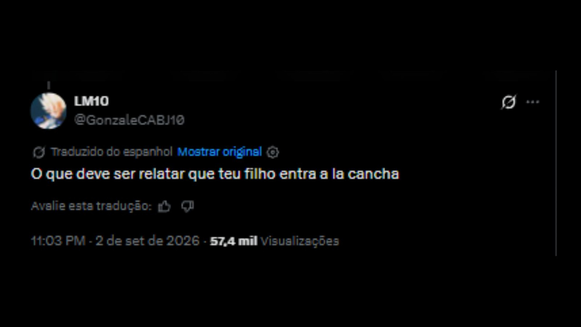 Internautas emocionados com pai narrando pela primeira vez o filho em campo, no Campeonato Argentino - Reprodução/X @GonzaleCABJ10