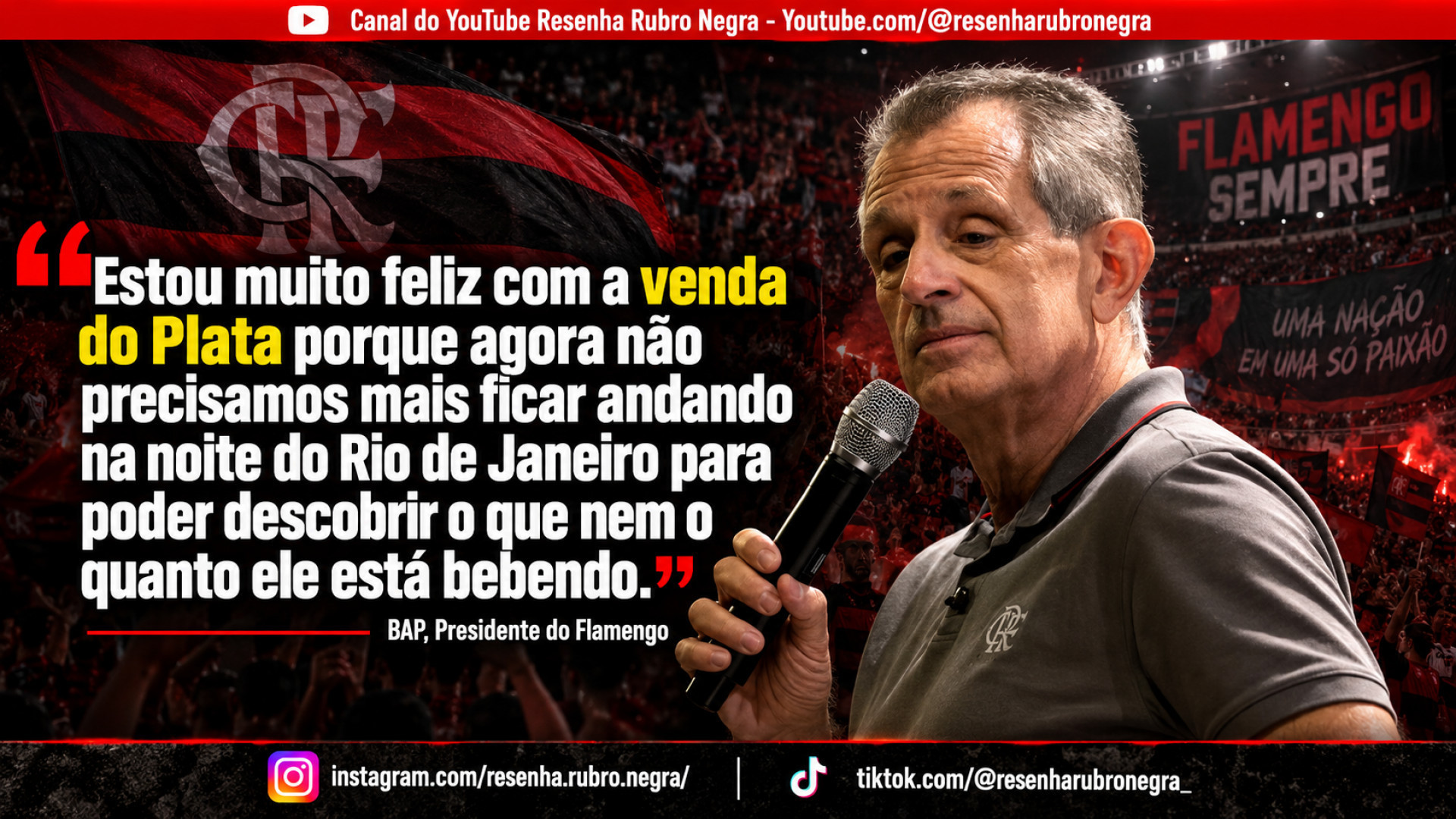 BAP supostamente comemora venda de Plata ao D&iacute;namo - Montagem Canal do YouTube Resenha Rubro Negra