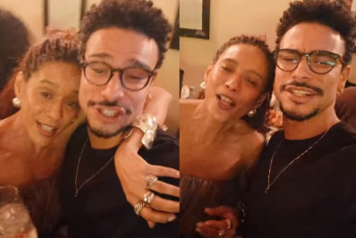 Sérgio Malheiros e Taís Araujo se divertem em pagode