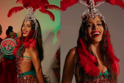 Anitta celebra posto de rainha da Grande Rio e mostra samba no pé