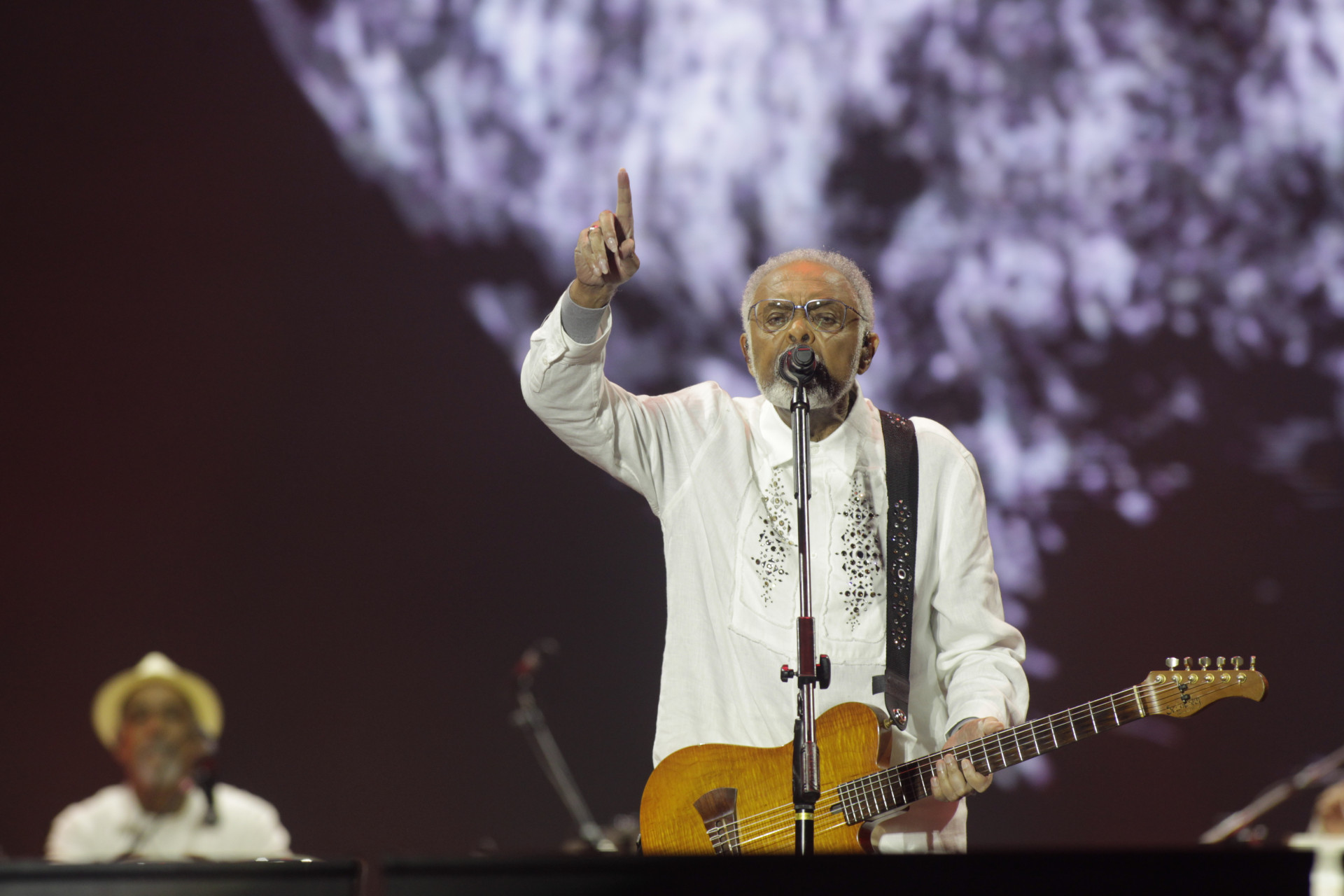 O cantor Gilberto Gil se apresenta no Palco Mundo do Rock in Rio, nesta segunda-feira (07). - Reginaldo Pimenta / Agencia O Dia