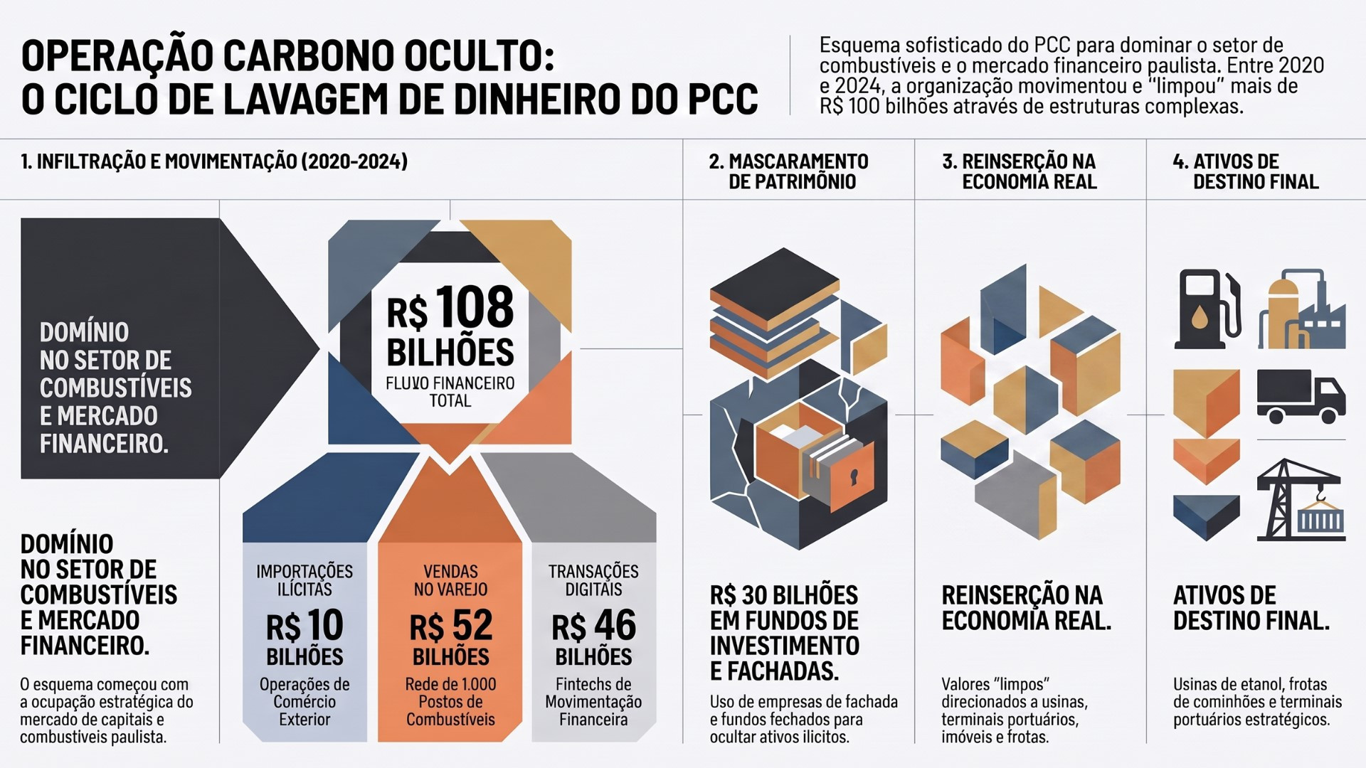 Esquema usava desde empresas de fachada at&eacute; fundos de investimentos para mascarar o patrim&ocirc;nio il&iacute;cito  - Imagem gerada por IA