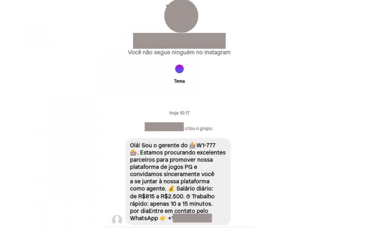 Abordagem de plataforma de apostas feita por meio do Instagram