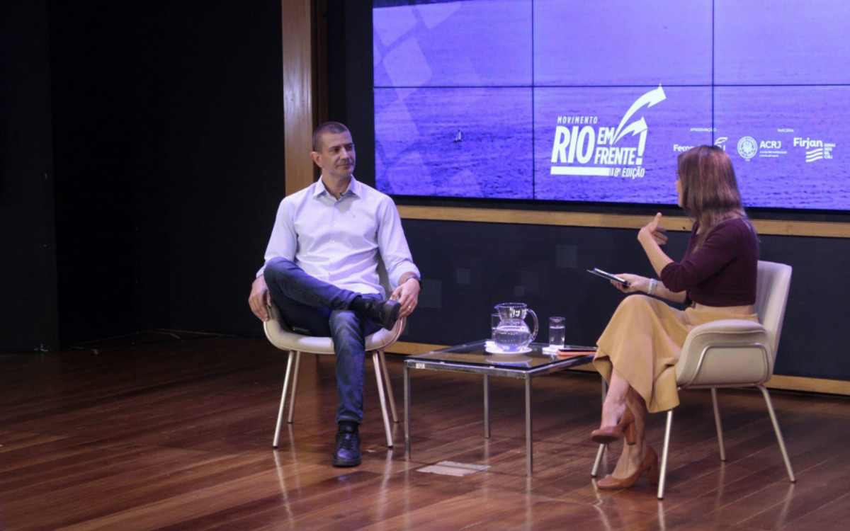 Douglas Ruas (PL) participou de sabatina no auditório da Fecomércio nesta quinta-feira (10)