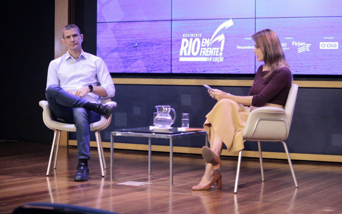 Douglas Ruas (PL) participou de sabatina no auditório da Fecomércio nesta quinta-feira (10)