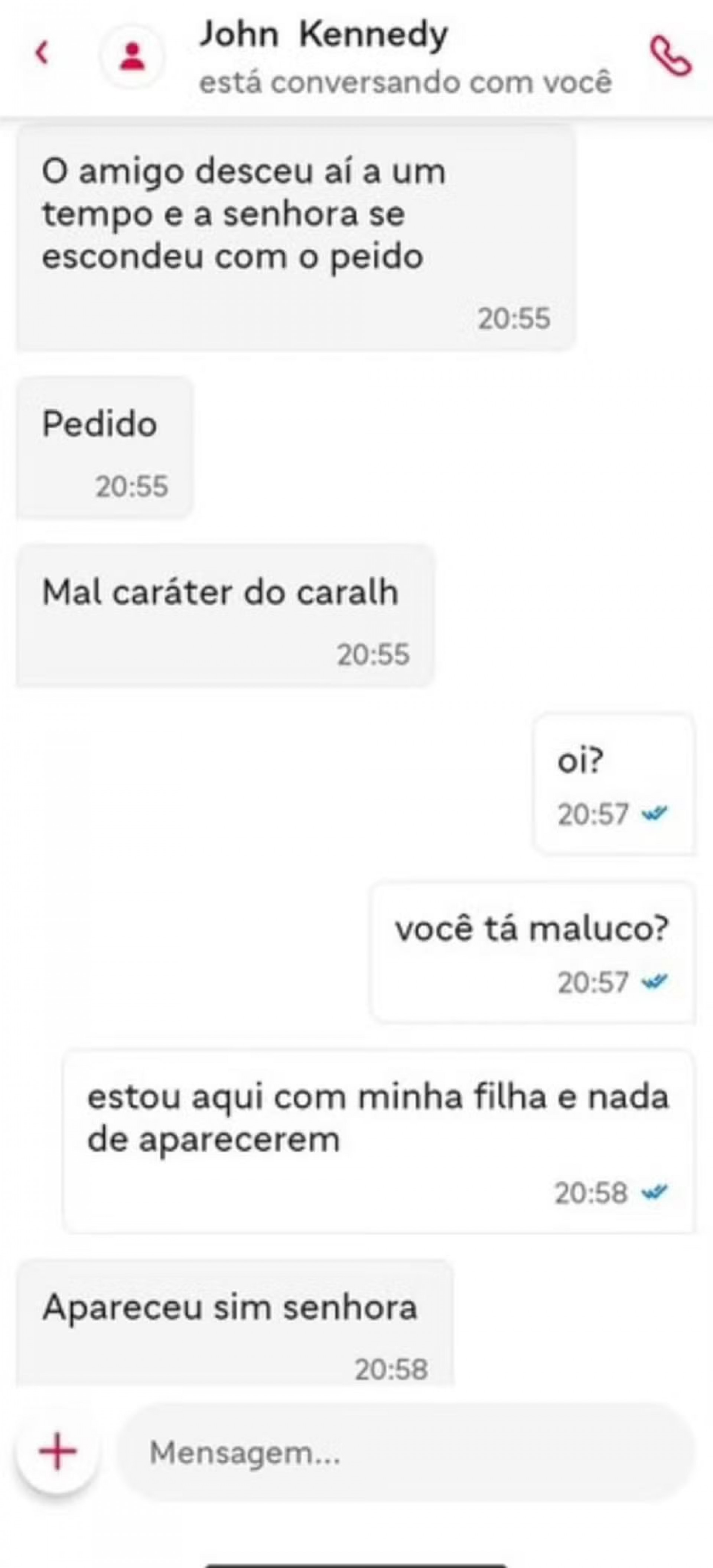 John Kennedy discute com entregadora - Reprodução