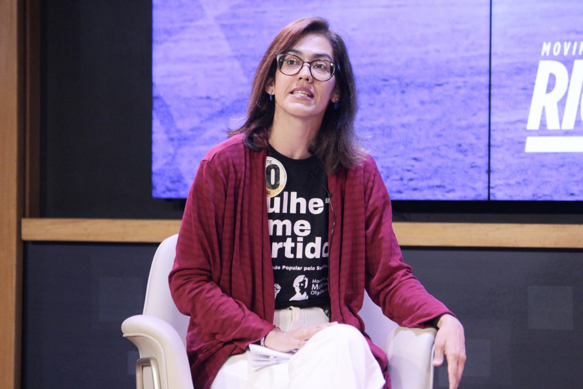 Juliete Pantoja (UP) participou de sabatina, nesta quinta-feira (10), no auditório da Fecomércio - Carlos Elias Junior / Agência O Dia