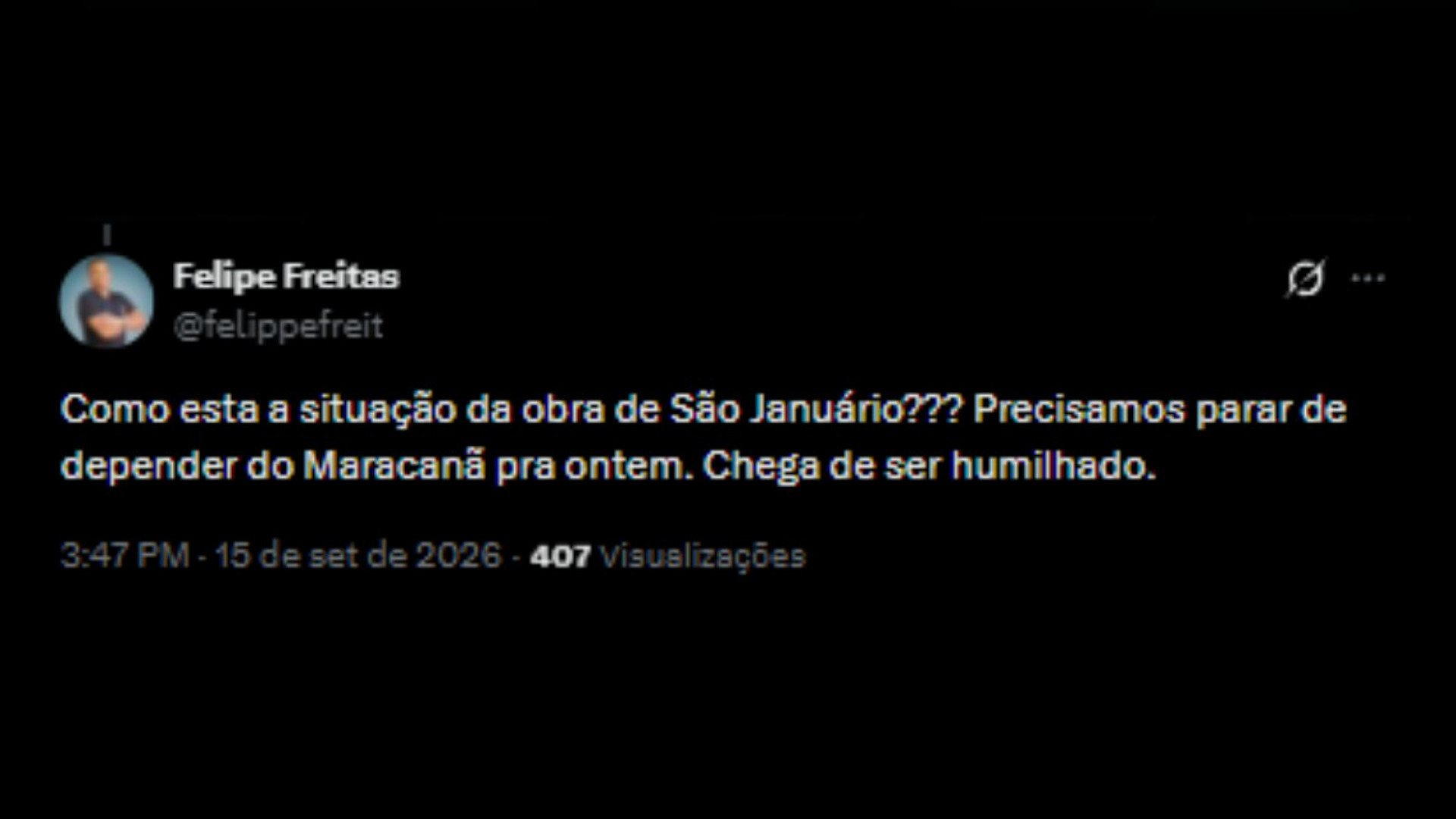Vascaínos cobrando a demora para reformar o estádio de São Januário - Reprodução/X @felippefreit