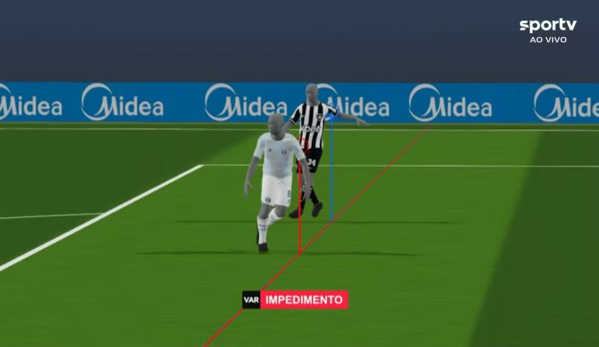 Imagem do VAR detecta impedimento de Carlos Vinicius - Reprodu&ccedil;&atilde;o / sportv
