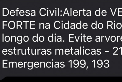 Defesa Civil emite alerta para ventos fortes nesta segunda