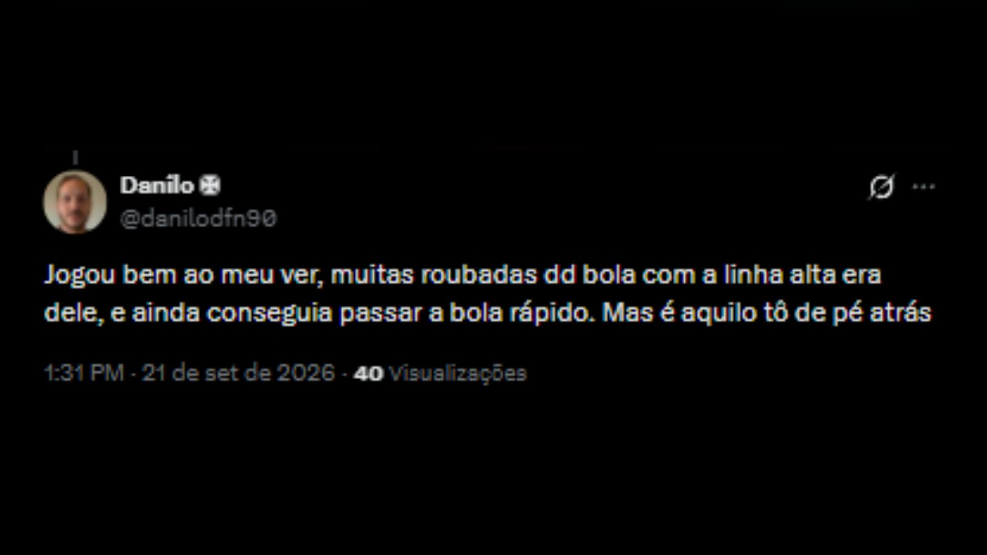 Comentários sobre o crescimento de Saldivia com a chegada de Pedro Emanuel - Reprodução/X @danilodfn90