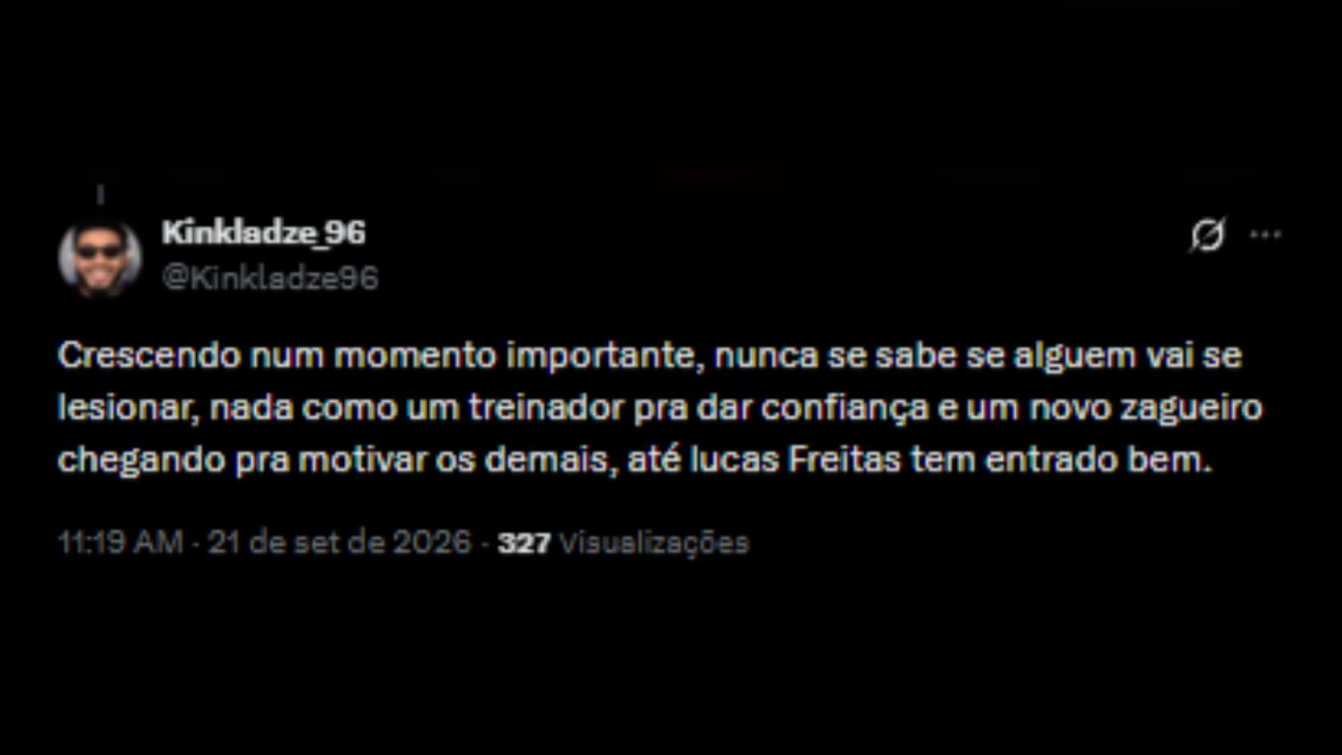 Comentários sobre o crescimento de Saldivia com a chegada de Pedro Emanuel - Reprodução/X @Kinkladze96