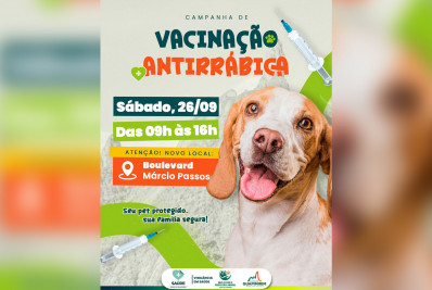 Vacinação antirrábica tem novo local de atendimento neste sábado