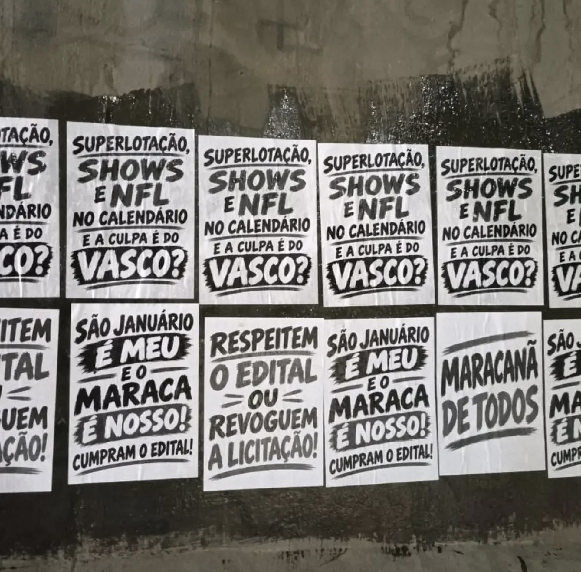 Mensagens de protesto nos arredores do Maracanã - Reprodução/@vasconomaraca
