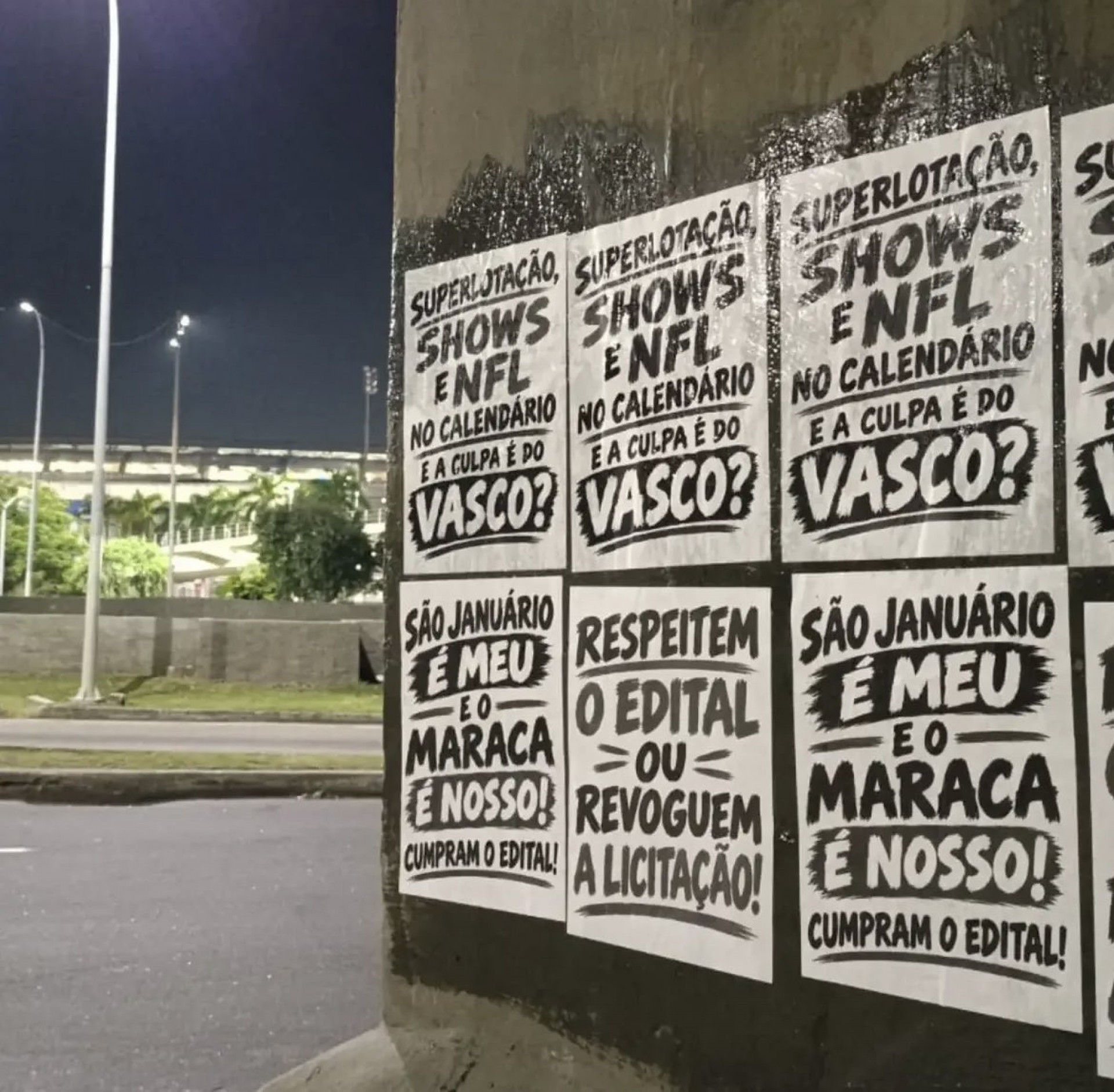 Mensagens de protesto nos arredores do Maracanã - Reprodução/@vasconomaraca