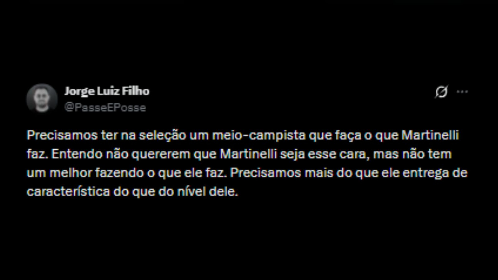 Torcedores elogiando a primeira atuação de Matheus Martinelli com a camisa do Brasil - Reprodução/X @PasseEPosse