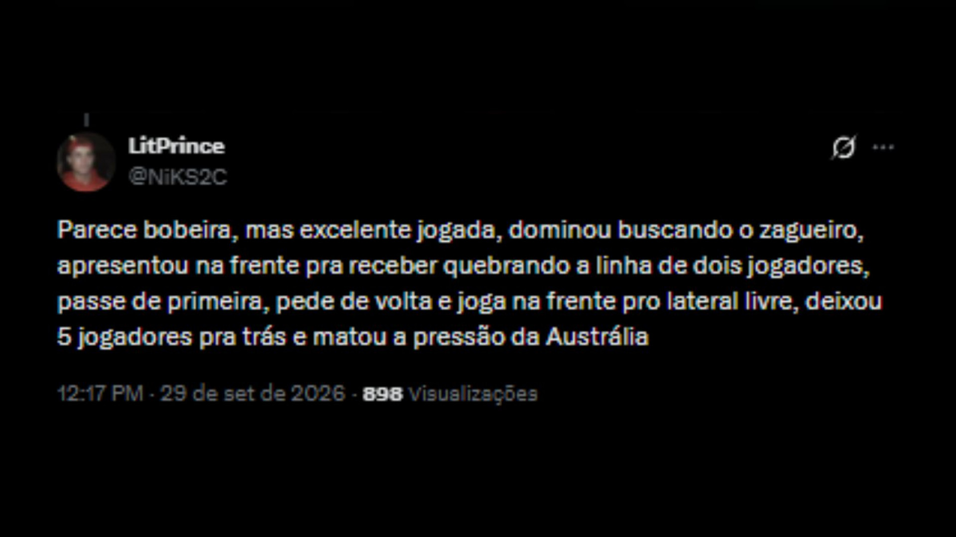 Torcedores elogiando a primeira atuação de Matheus Martinelli com a camisa do Brasil - Reprodução/X @NiKS2C