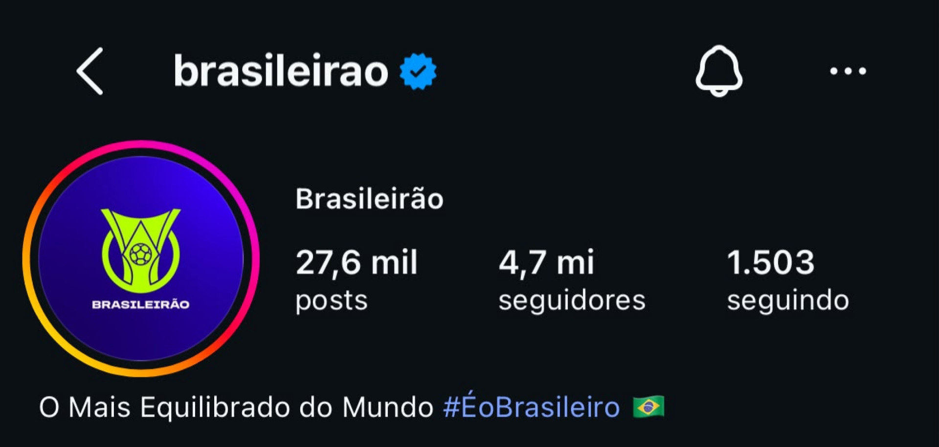 Perfil do Brasileir&atilde;o no Instagram - Reprodu&ccedil;&atilde;o / Instagram @brasileirao