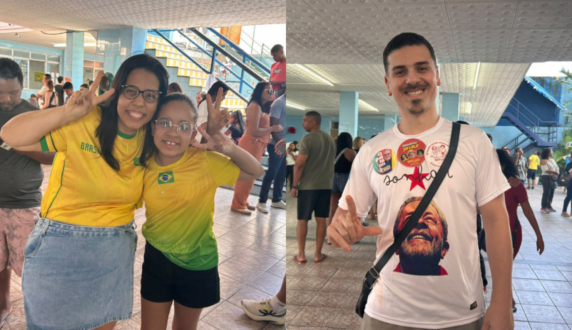 De Brasil, Juliana com a filha; Com a camisa do Lula, Guilherme