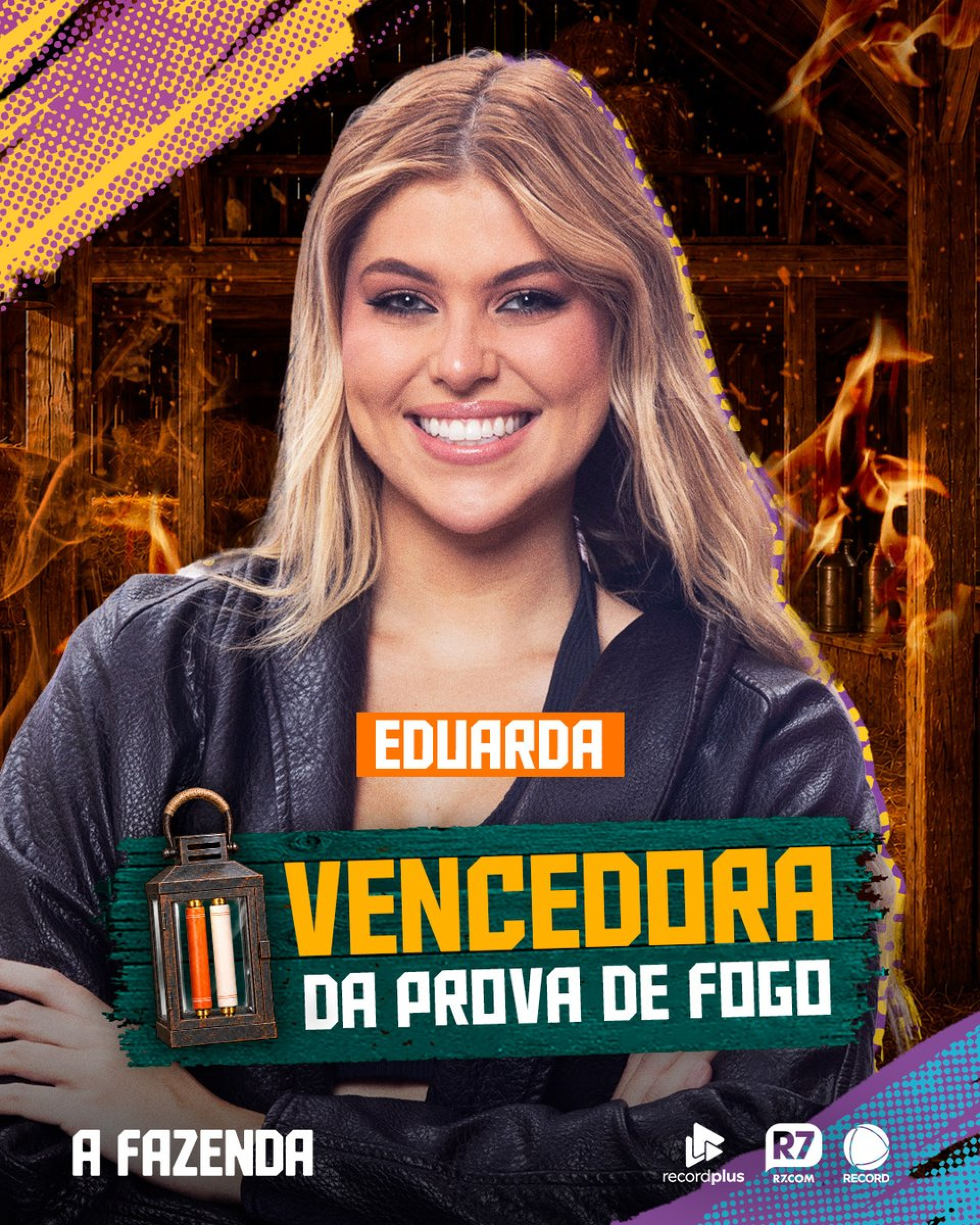 Eduarda conquistou o lampi&atilde;o dos poderes em 'A Fazenda' - Reprodu&ccedil;&atilde;o/ X