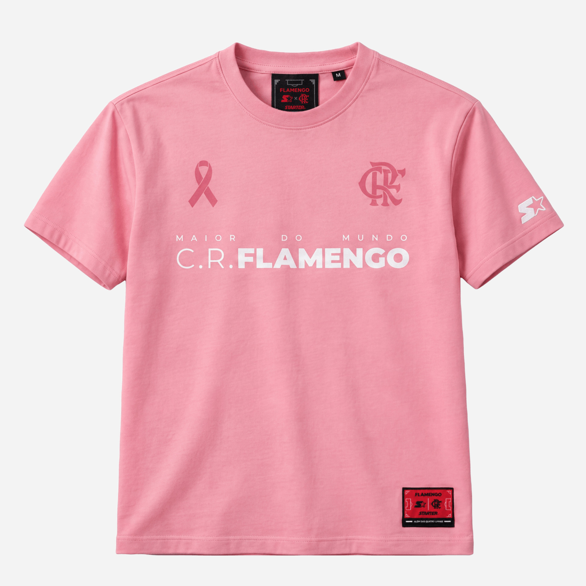 Camisa um do Flamengo em homenagem ao m&ecirc;s da preven&ccedil;&atilde;o do c&acirc;ncer de mama, lan&ccedil;ada pela Braziline, marca que fabrica a linha casual do clube - Reprodu&ccedil;&atilde;o / Loja Oficial do Flamengo