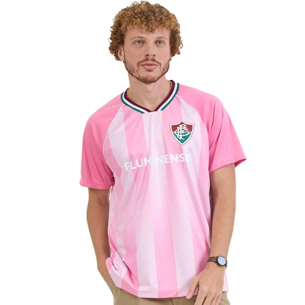 Camisa do Fluminense em homenagem ao m&ecirc;s da preven&ccedil;&atilde;o do c&acirc;ncer de mama, lan&ccedil;ada pela Braziline, marca que fabrica a linha casual do clube - Reprodu&ccedil;&atilde;o/ Loja Fluminense