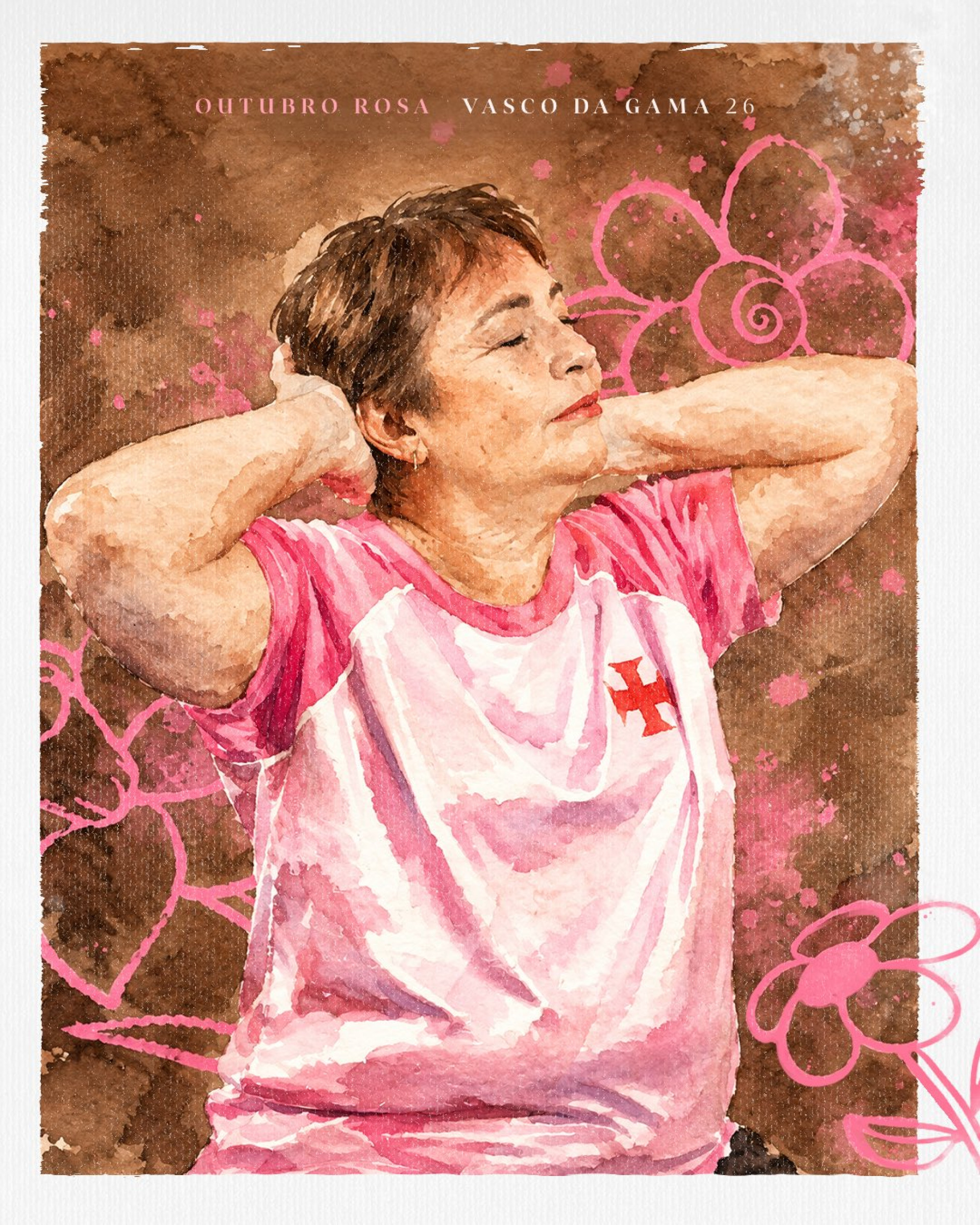 Camisa do Vasco em homenagem ao Outubro Rosa traz a torcedora Alice como protagonista na campanha do clube - Reprodu&ccedil;&atilde;o/X @Vascodagama