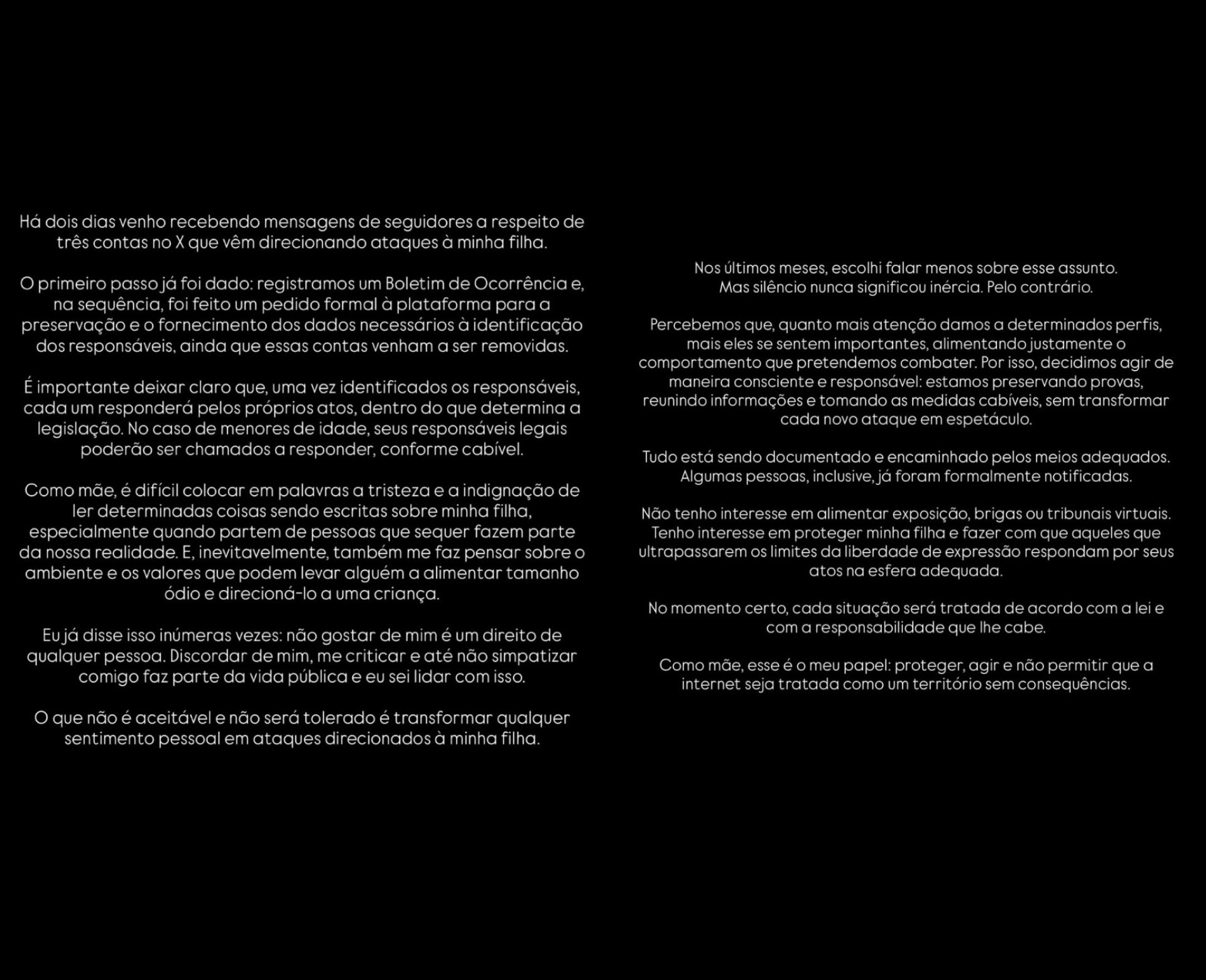 Amanda Kimberlly se manifestou sobre mensagens de ódio contra Helena  - Reprodução/Instagram