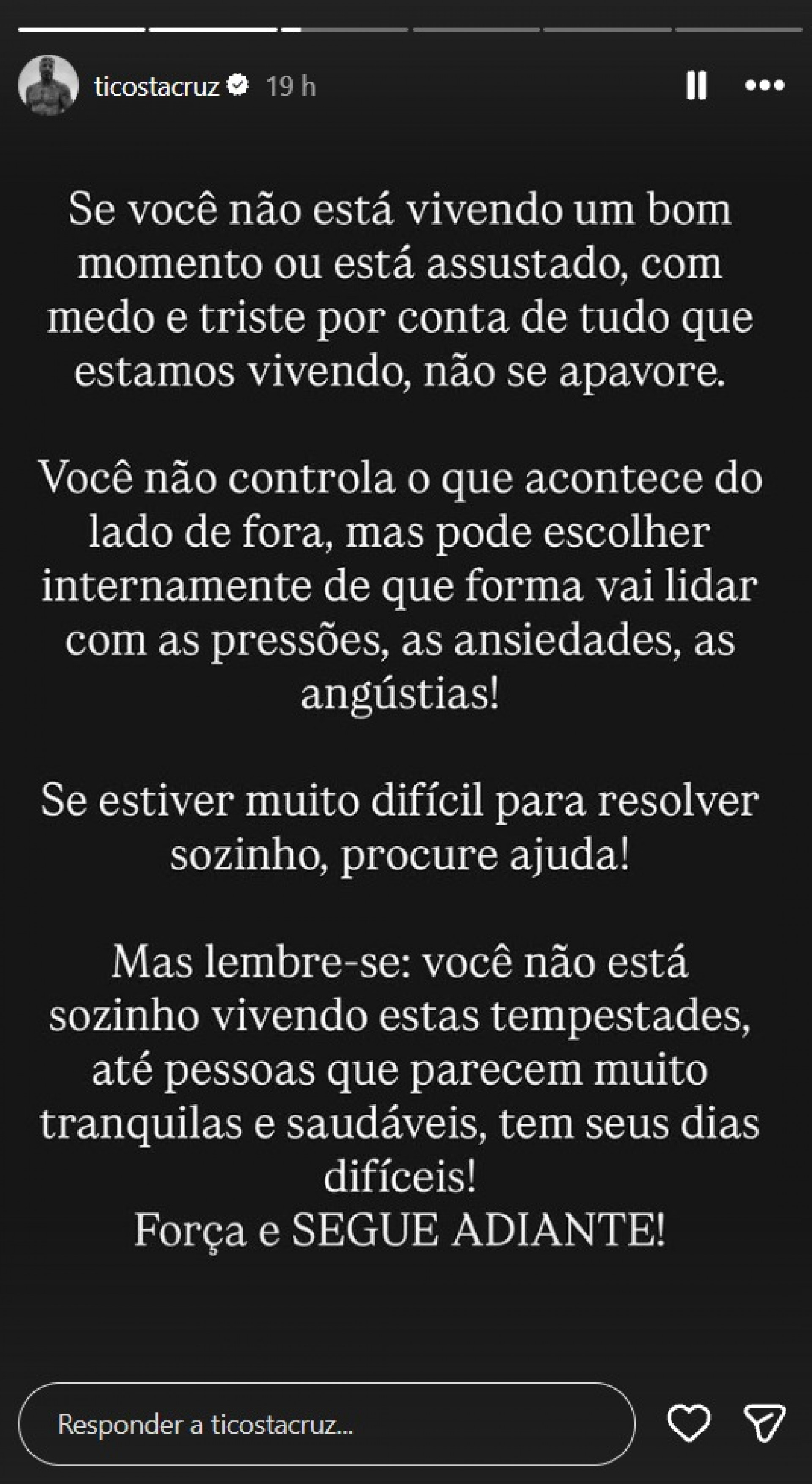 Tico Santta Cruz contou que enfrenta uma fase mais acentuada de crises de ansiedade - Reprodução / Instagram