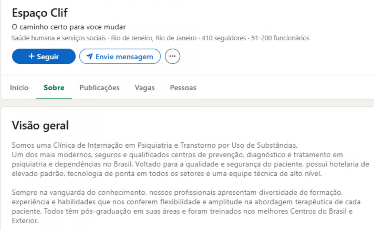 Cl&iacute;nica afirma que todos os profissionais "t&ecirc;m p&oacute;s-gradua&ccedil;&atilde;o em suas &aacute;reas"  - Reprodu&ccedil;&atilde;o/Linkedin