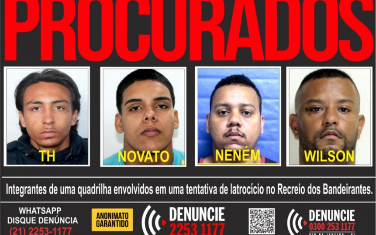 Os quatro suspeitos do roubo do cordão no supermercado são considerados foragidos da Justiça