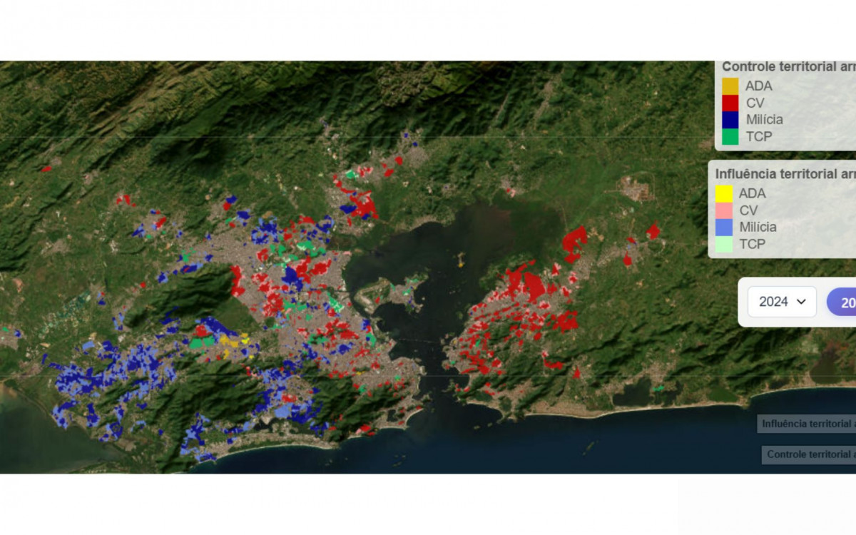 Entre 2007 e 2024, a &aacute;rea submetida a algum tipo de dom&iacute;nio armado cresceu 130,4%. - Divulga&ccedil;&atilde;o/ Instituto Fogo Cruzado