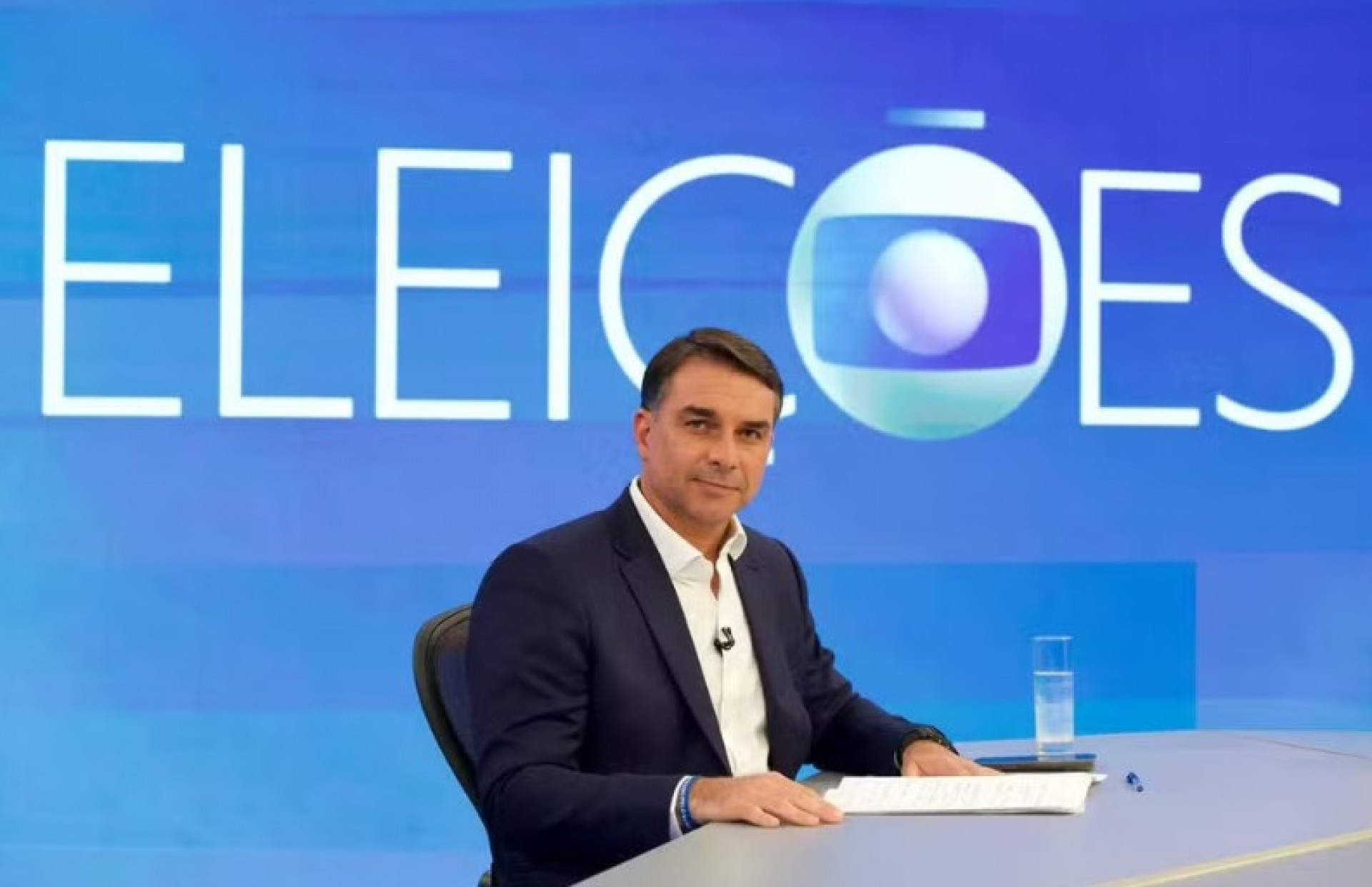 Flávio Bolsonaro participa de sabatina na TV Globo - Globo/ Manoella Mello