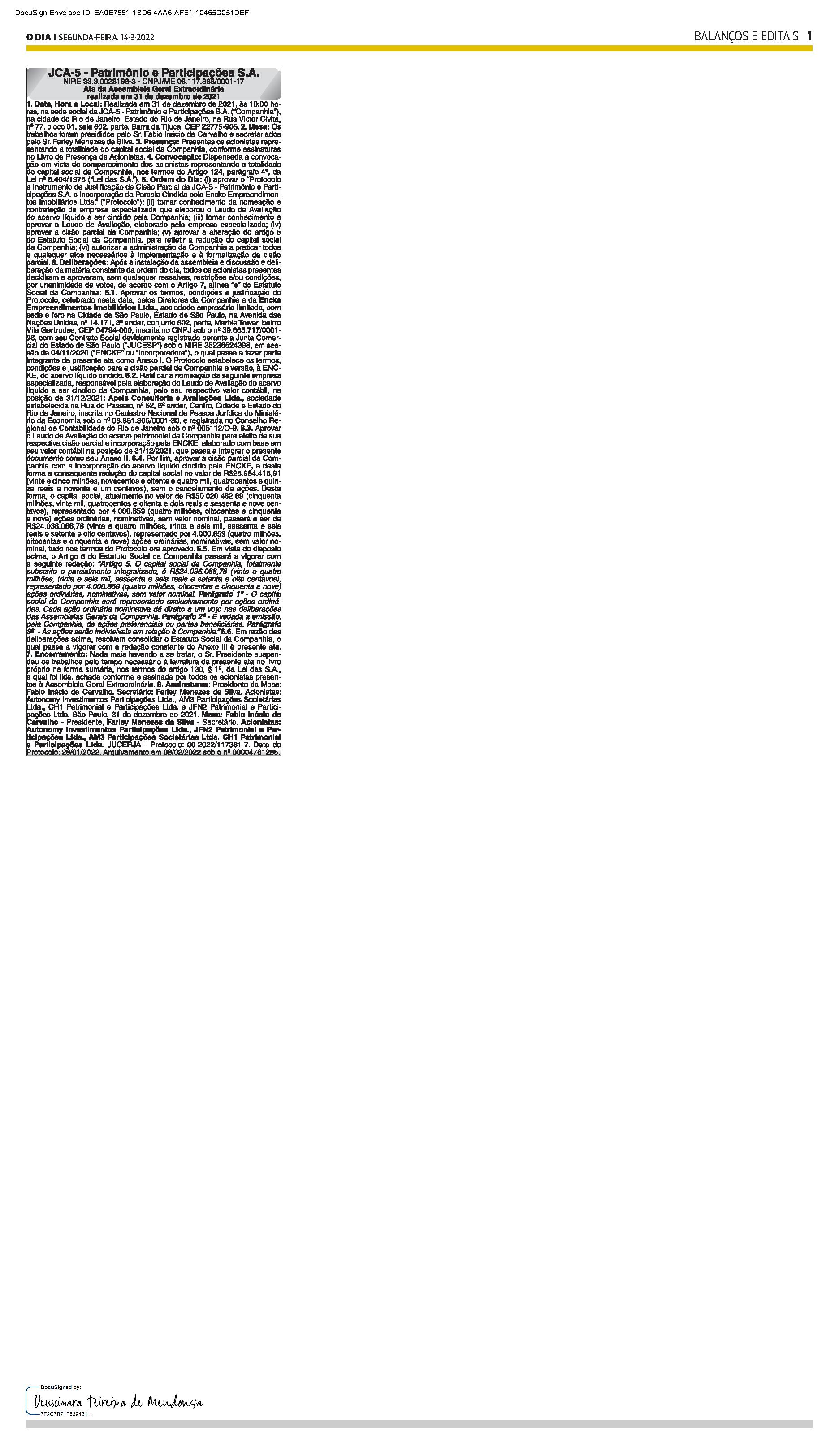 Publicação Certificada - 14/03/2022