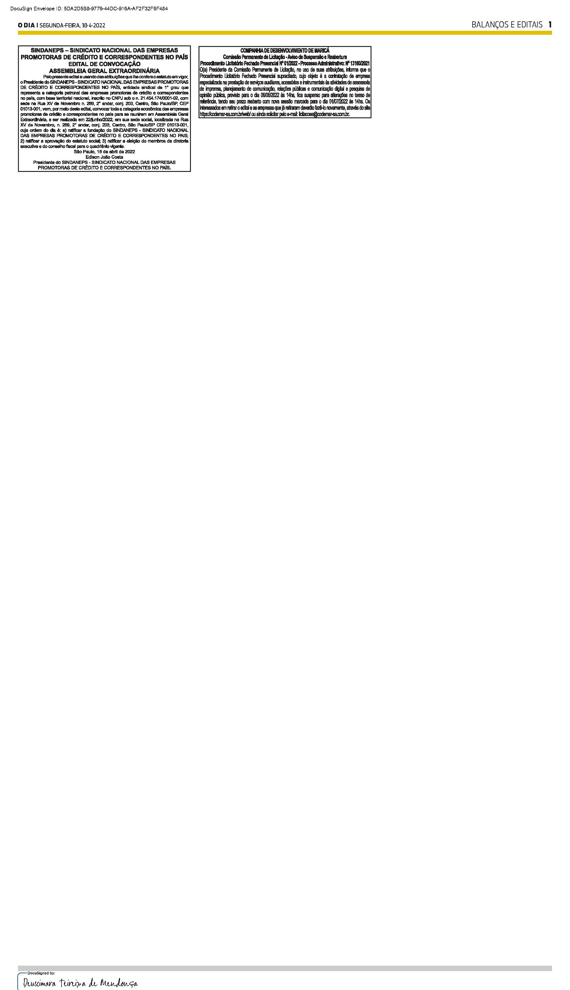 PUBLICAÇÃO CERTIFICADA 18/04/2022