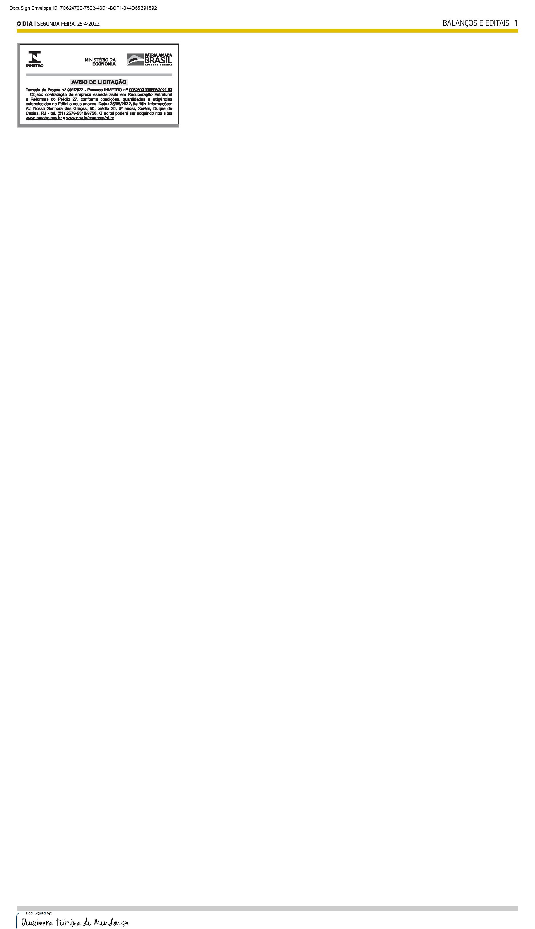 PUBLICAÇÃO CERTIFICADA 25/04//2022
