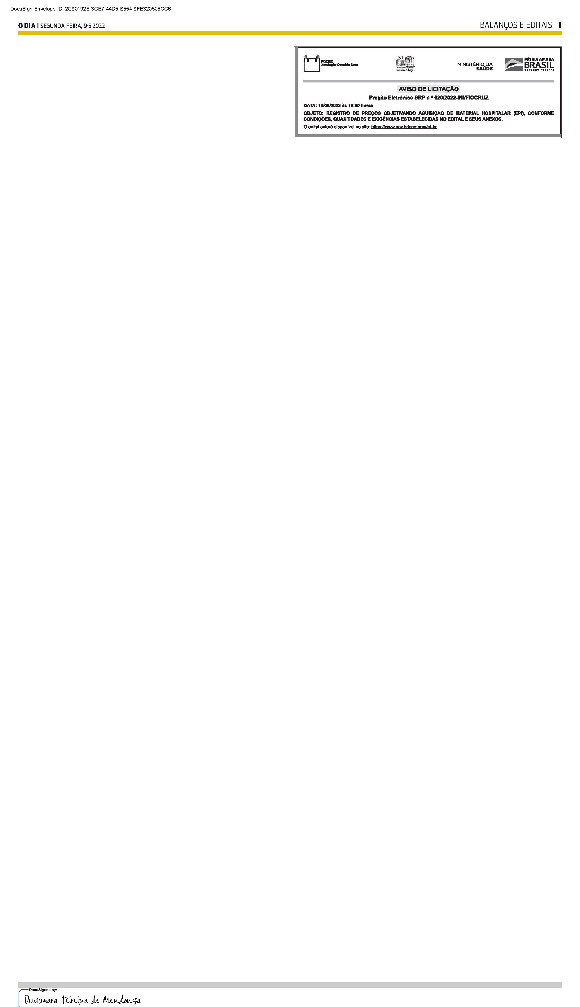 PUBLICAÇÃO CERTIFICADA 09/05/2022