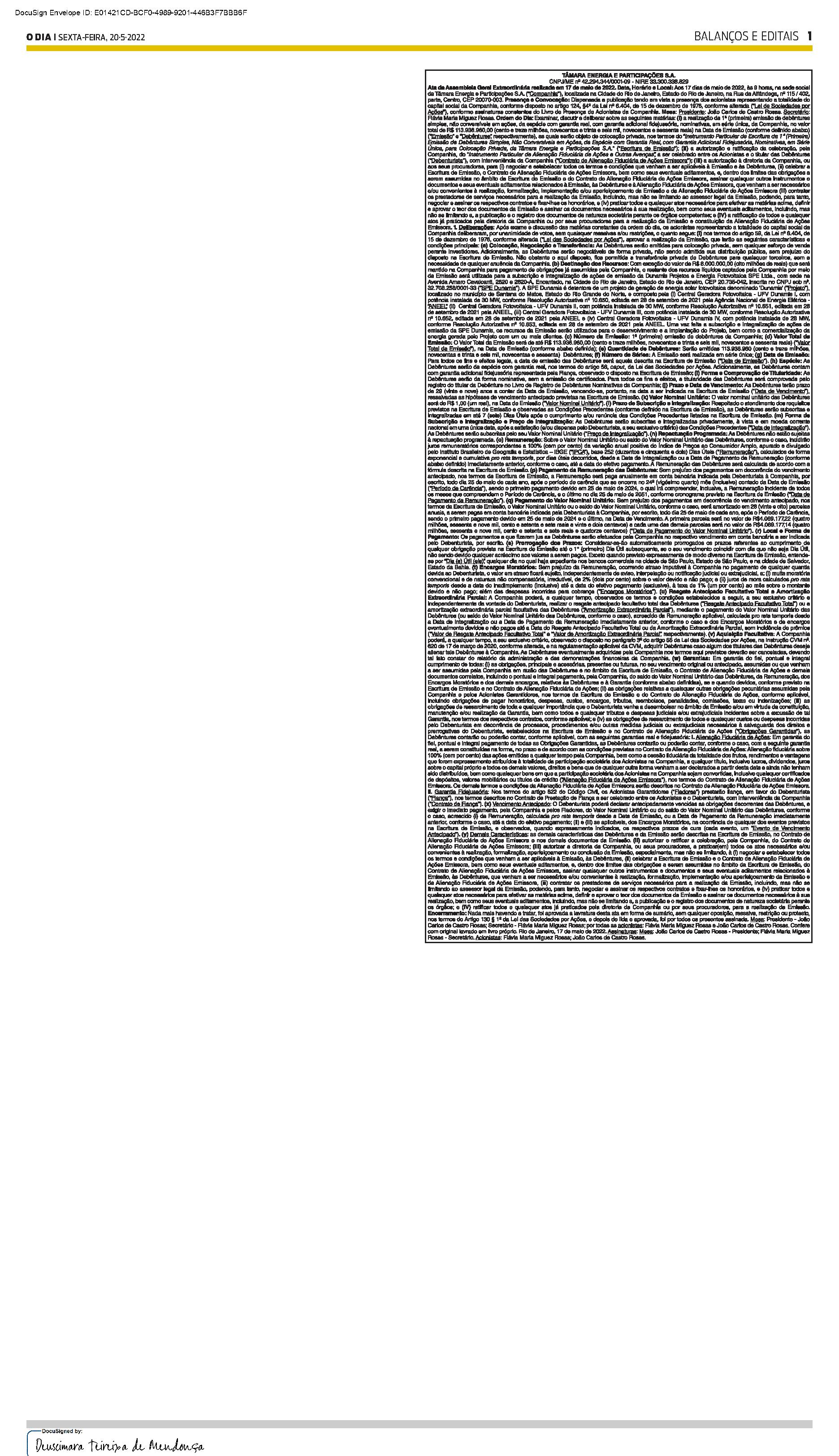 PUBLICAÇÃO CERTIFICADA 20/05/2022