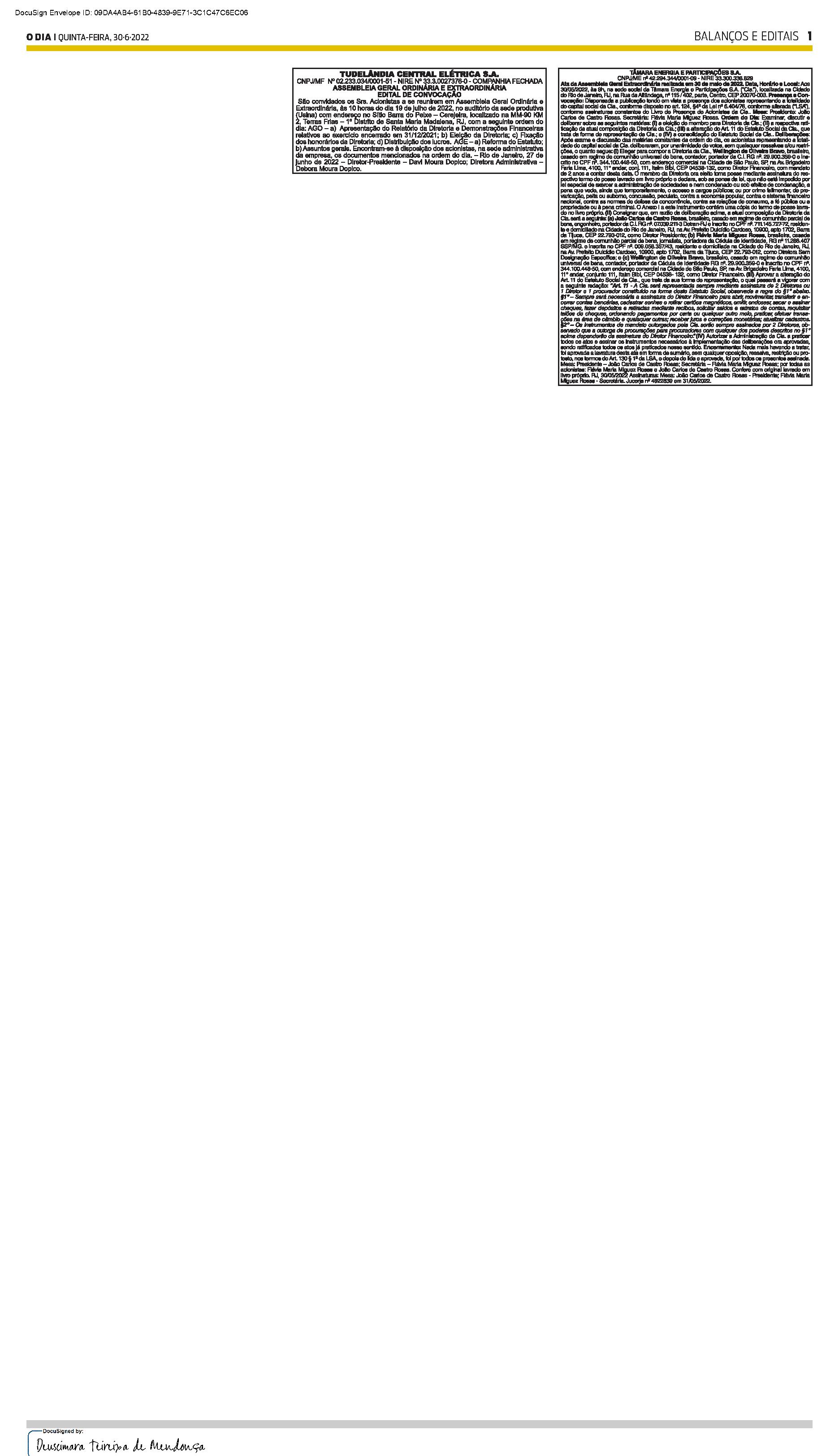 PUBLICAÇÃO CERTIFICADA 30/06/2022