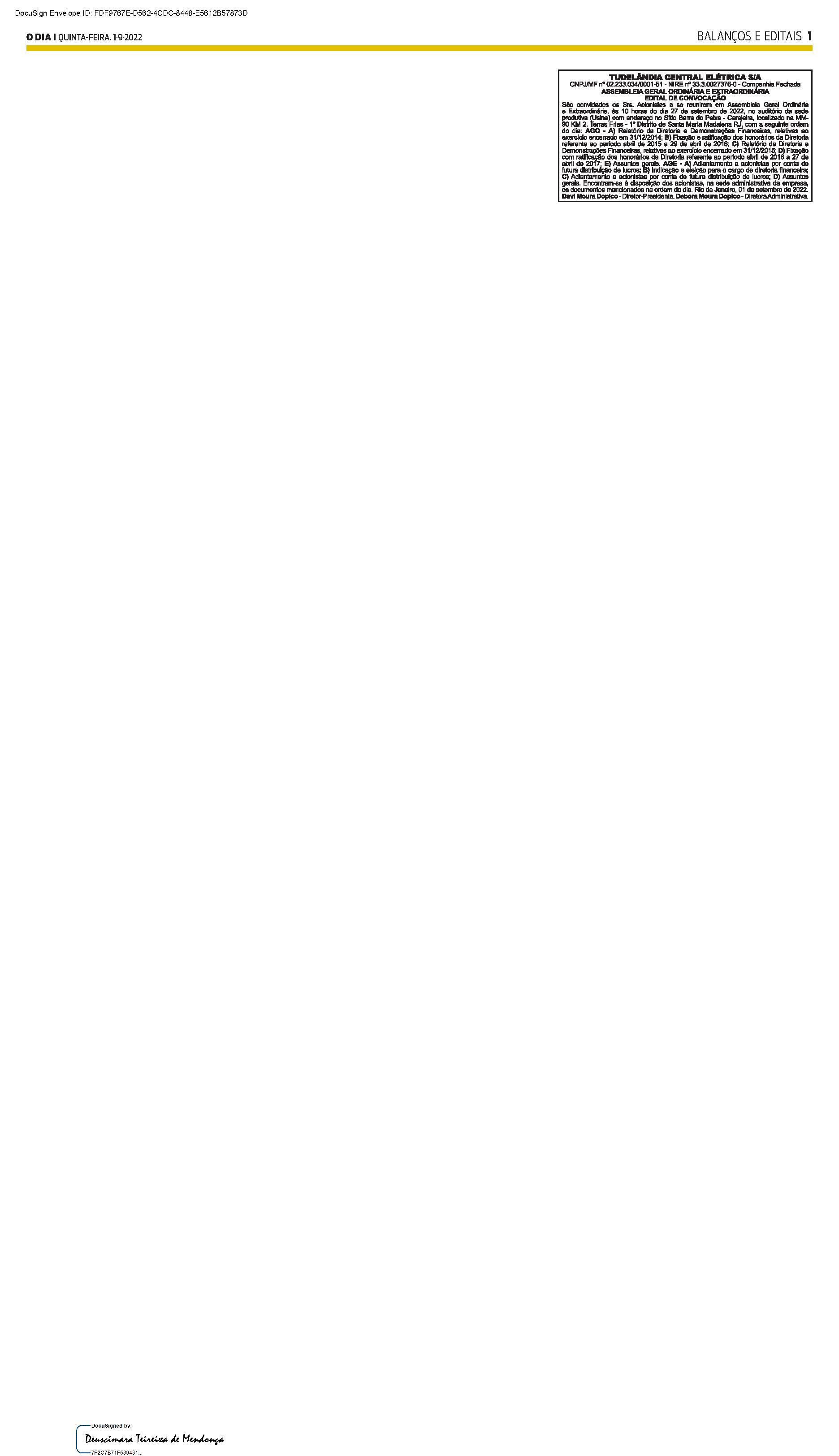 PUBLICAÇÃO CERTIFICADA 01/09/2022