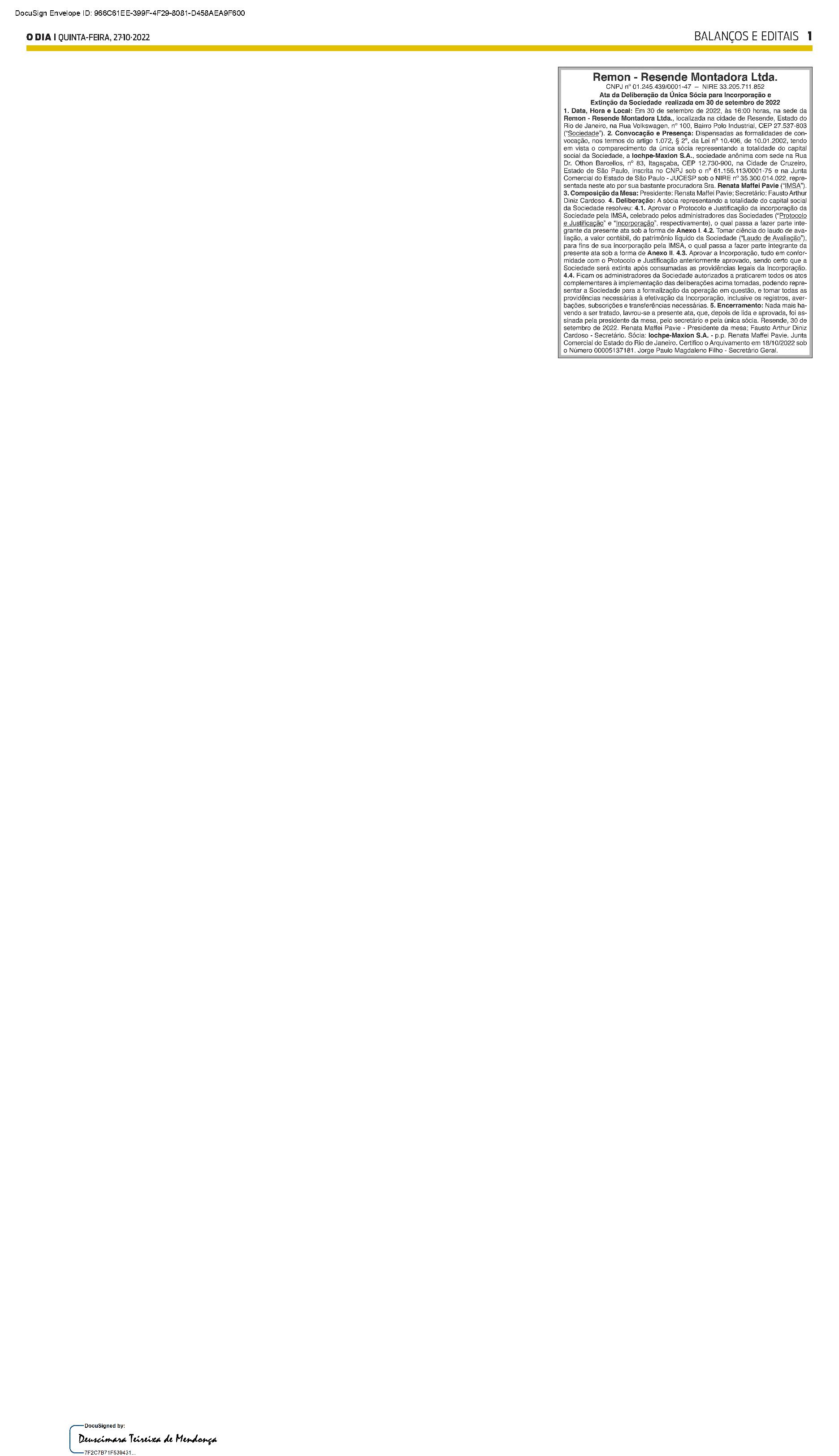 PUBLICAÇÃO CERTIFICADA 27/10/2022