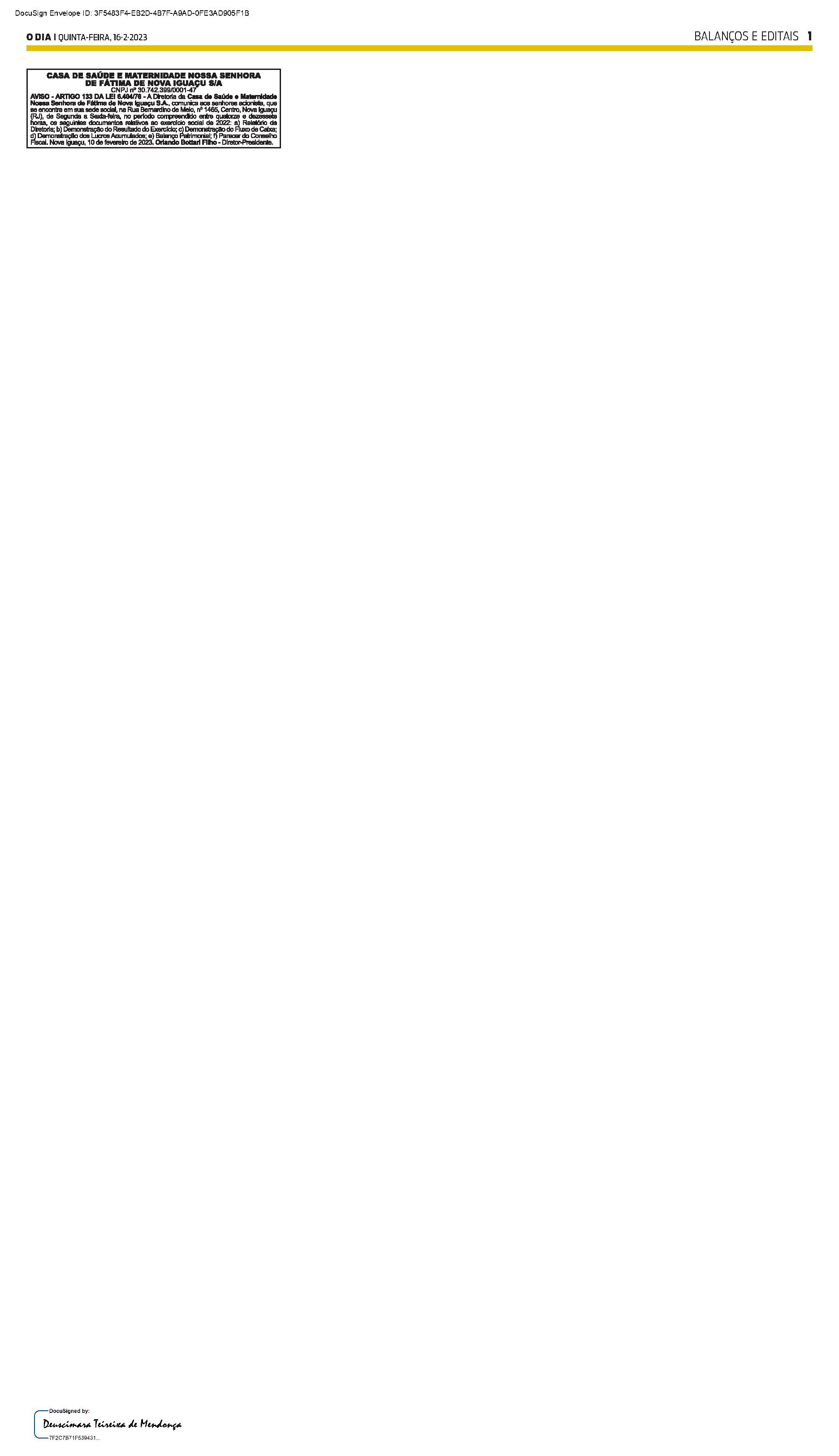 PUBLICAÇÃO CERTIFICADA 16/02/2023