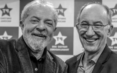 Rui Falc�o, ex-presidente do PT, ao lado do ex-presidente Lula