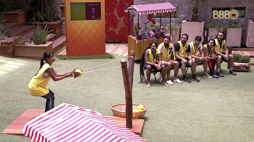 Gleici, Diego, Paula, Caruso, Viegas, Wagner, Lucas e Mara, venceram a primeira prova de comida do BBB 18. O time amarelo marcou sete pontas contra cinco do time vermelho 